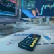 A photo of the desk of a financial analyst
