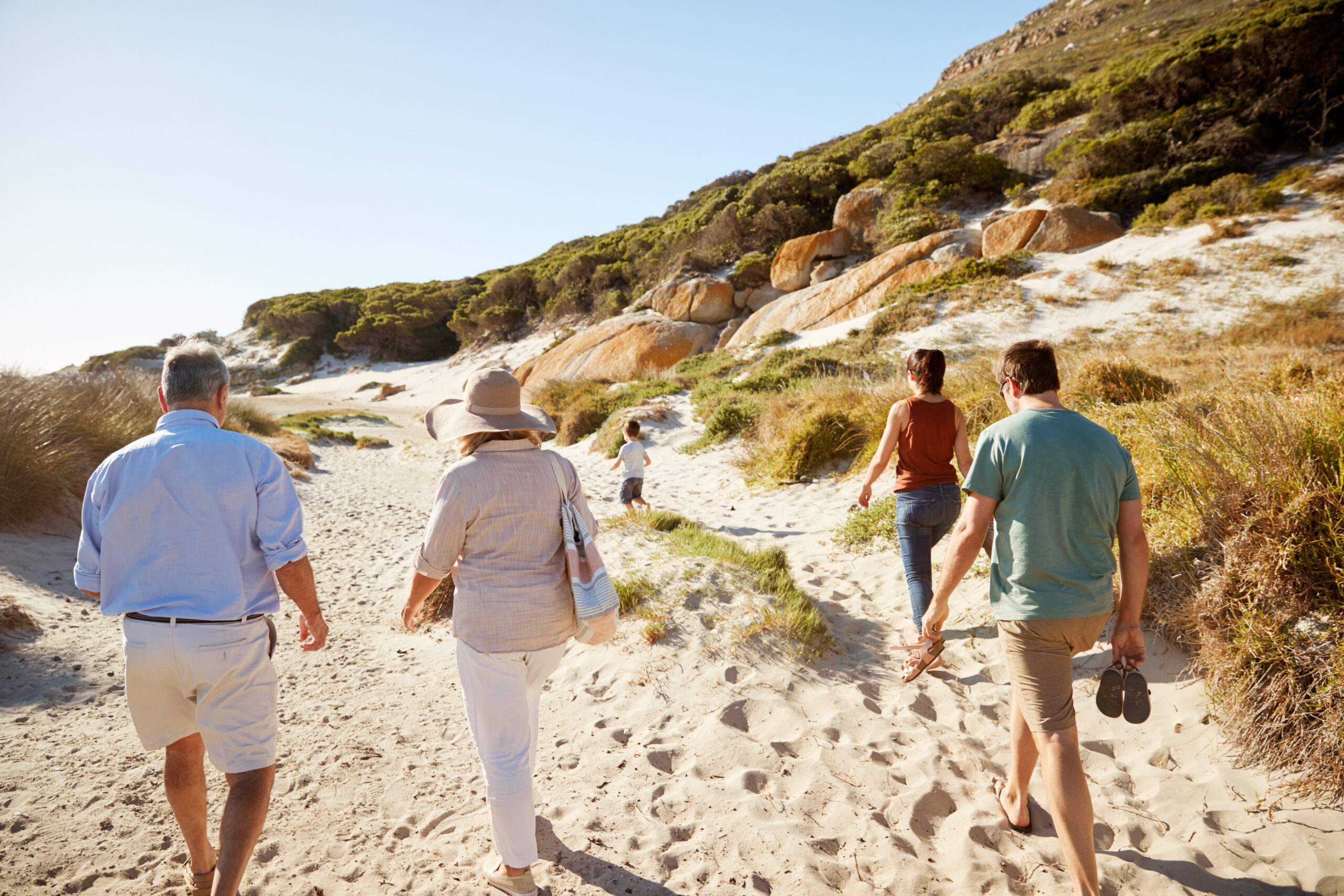 Family Walking in Sand