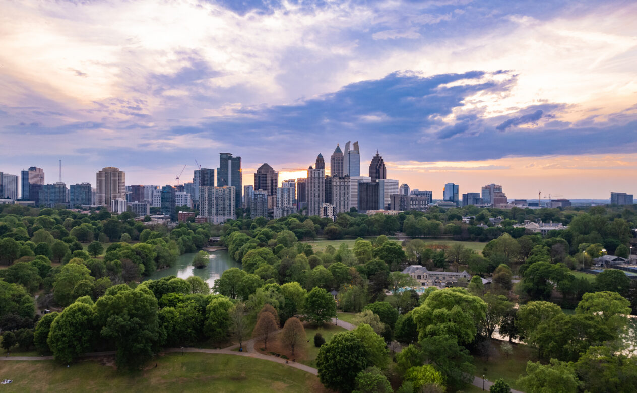 Landscape View of a Park and City Background