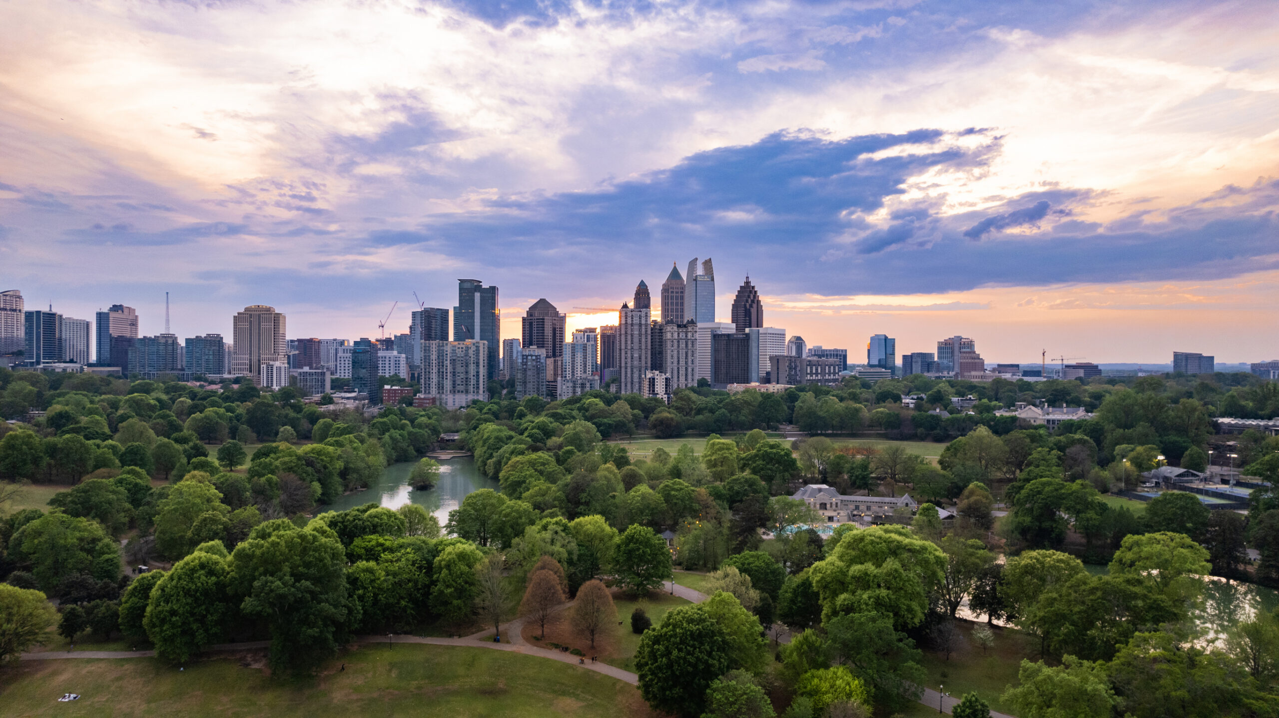 Landscape View of a Park and City Background