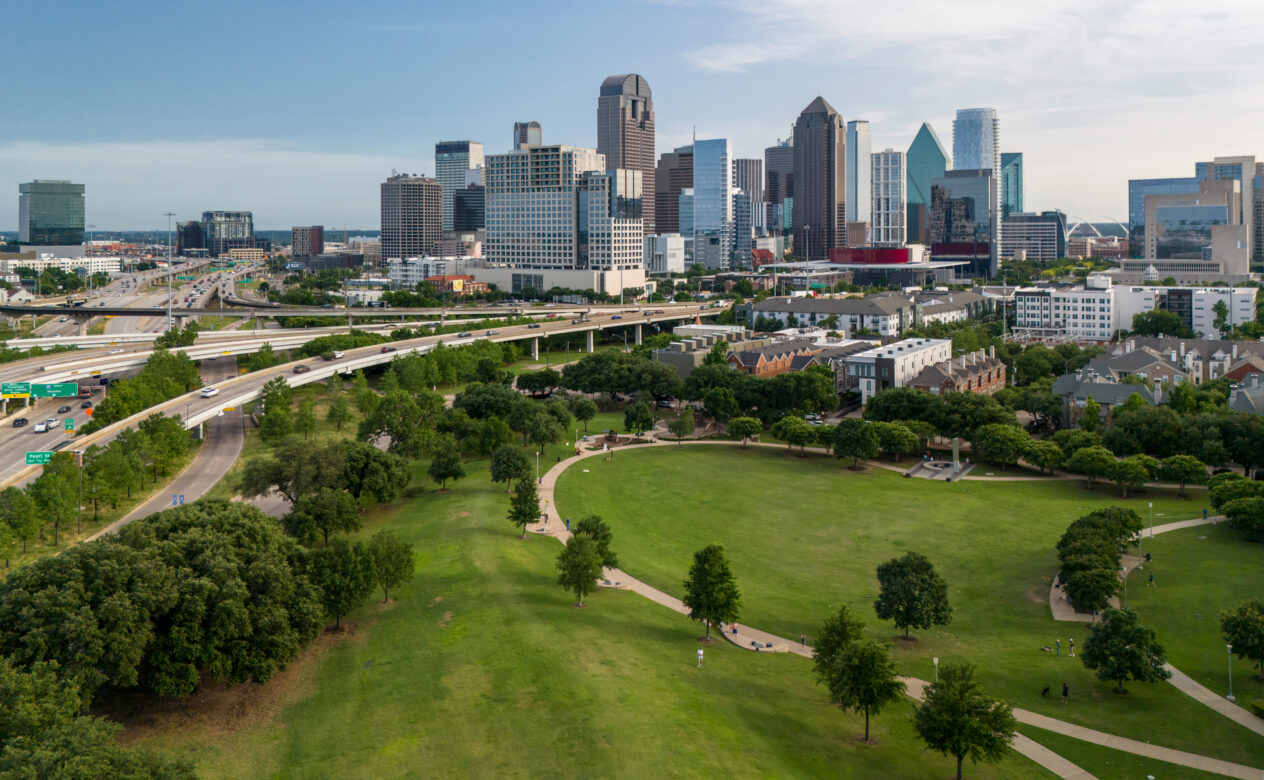 Landscape View of a Park and City Background