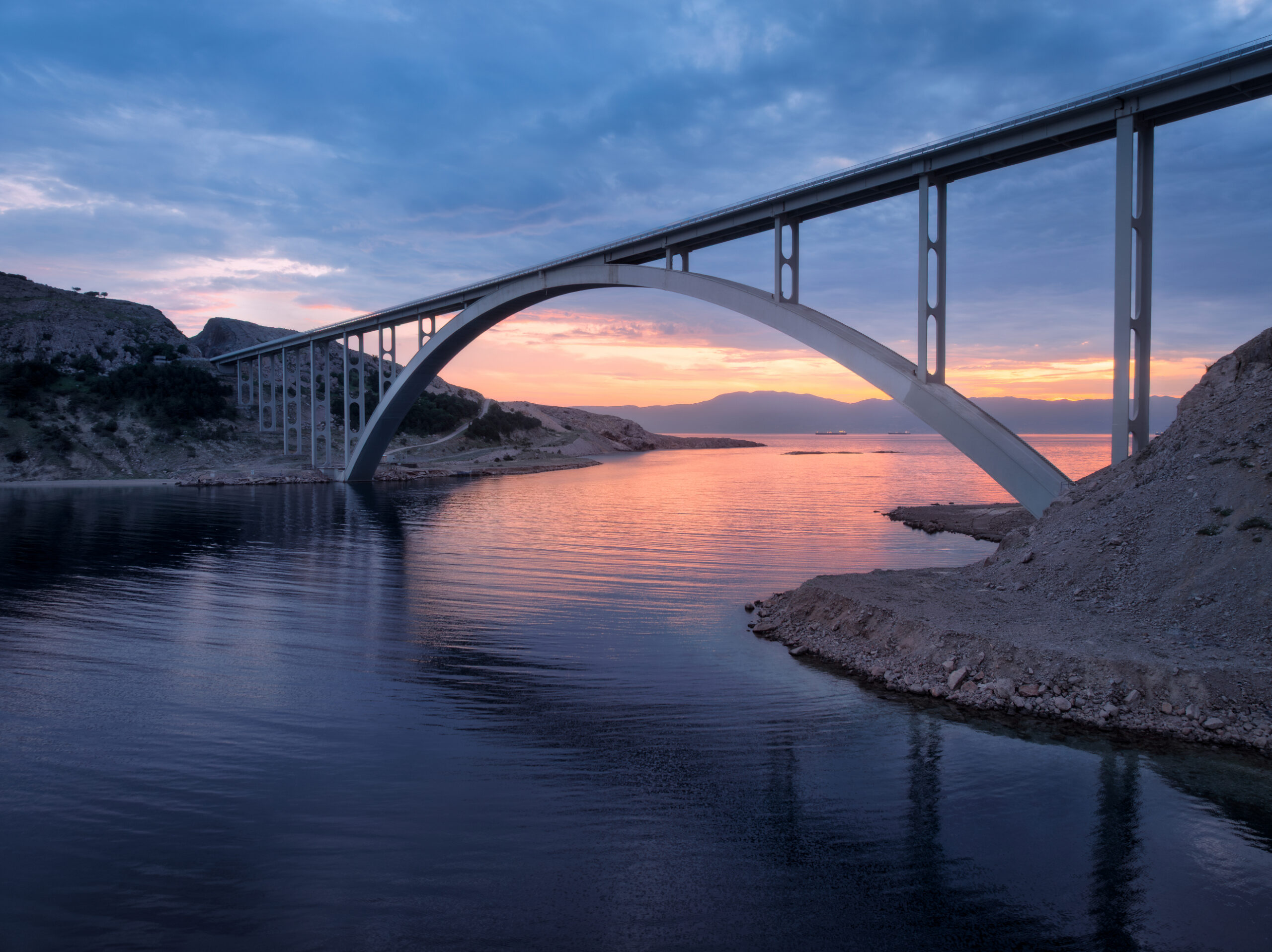 Bridge Over Water at Sunset