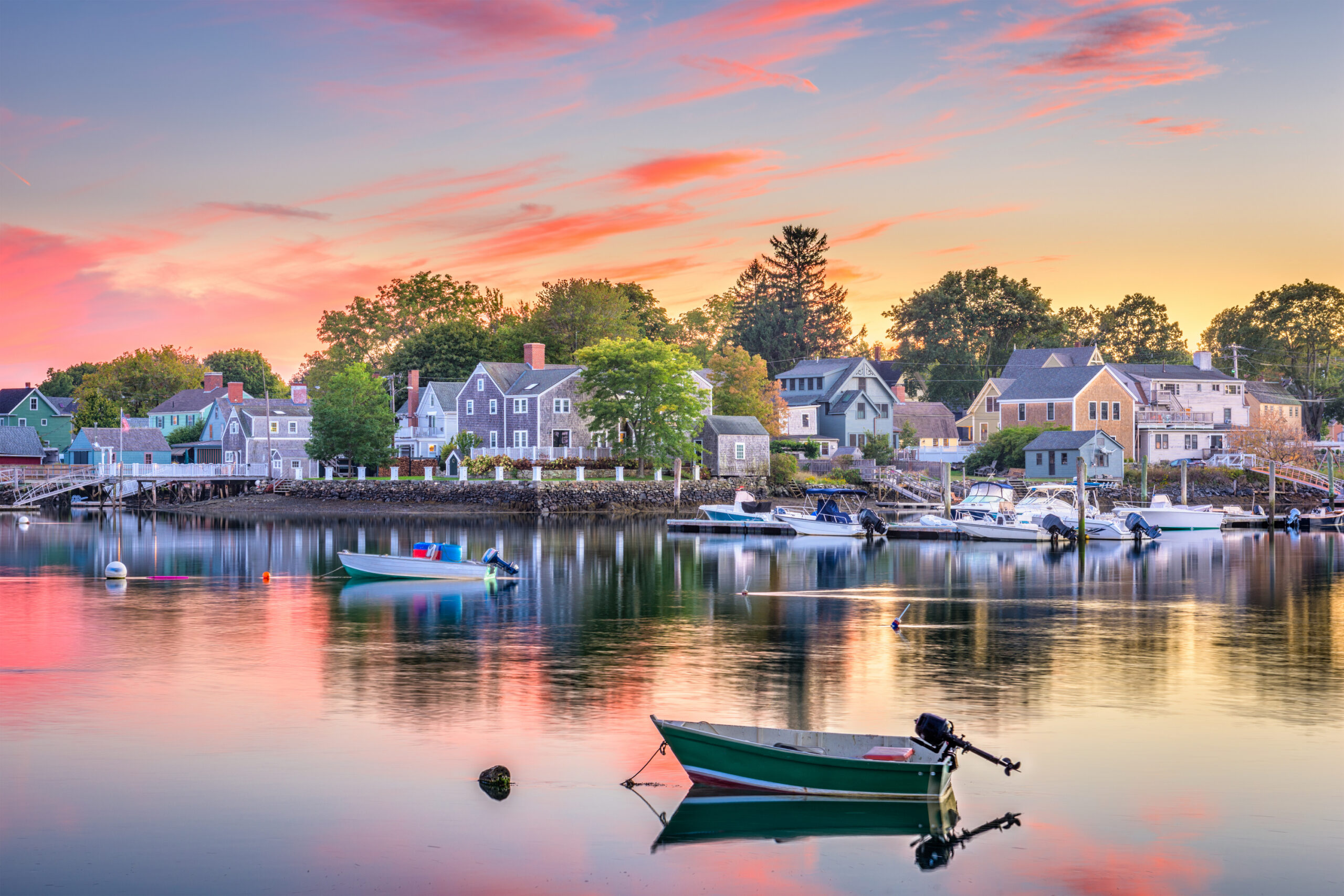 Boats on a Lake at Dusk